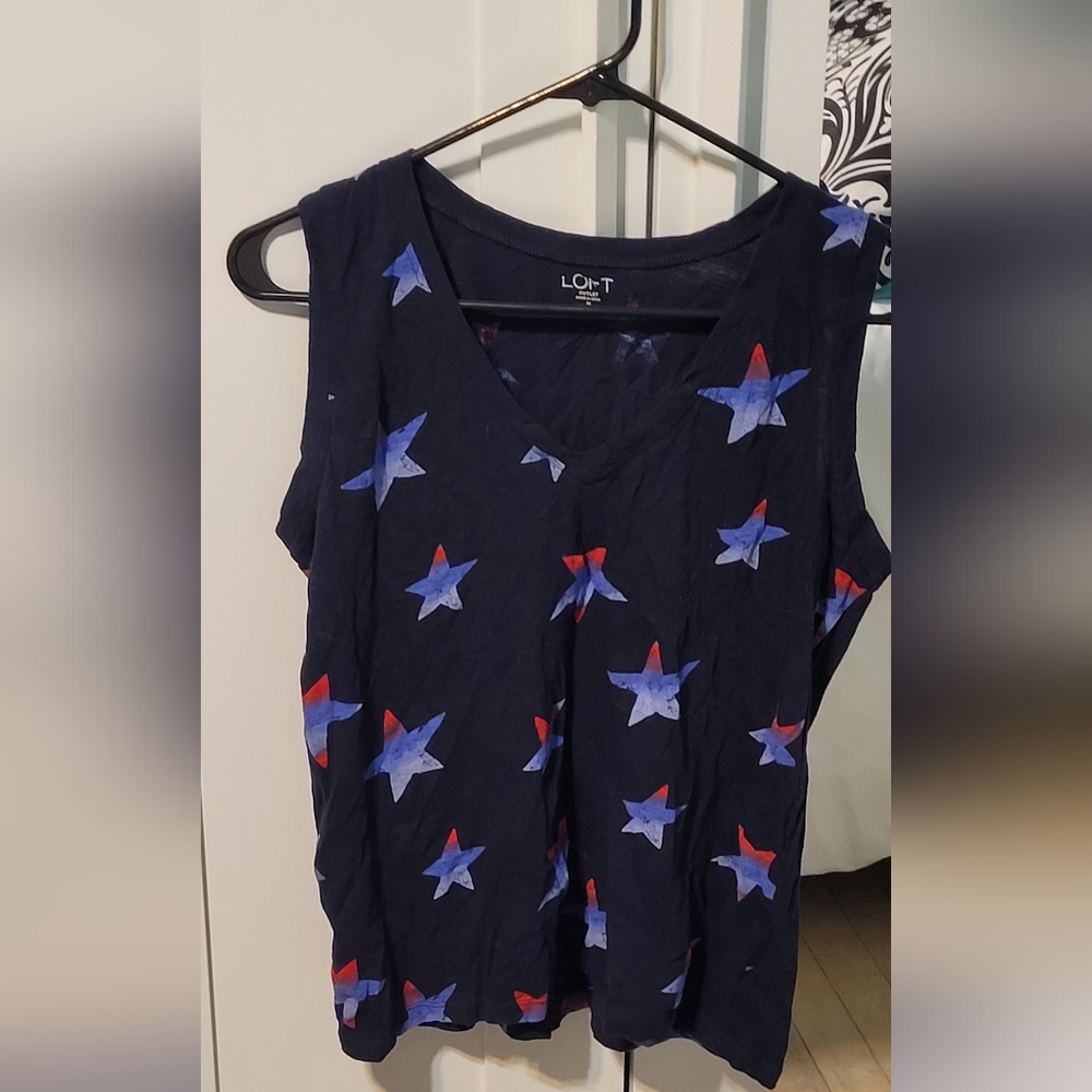 Ann Taylor Loft Outlet Navy Blue Patriotic July 4th Tank Top Sz M